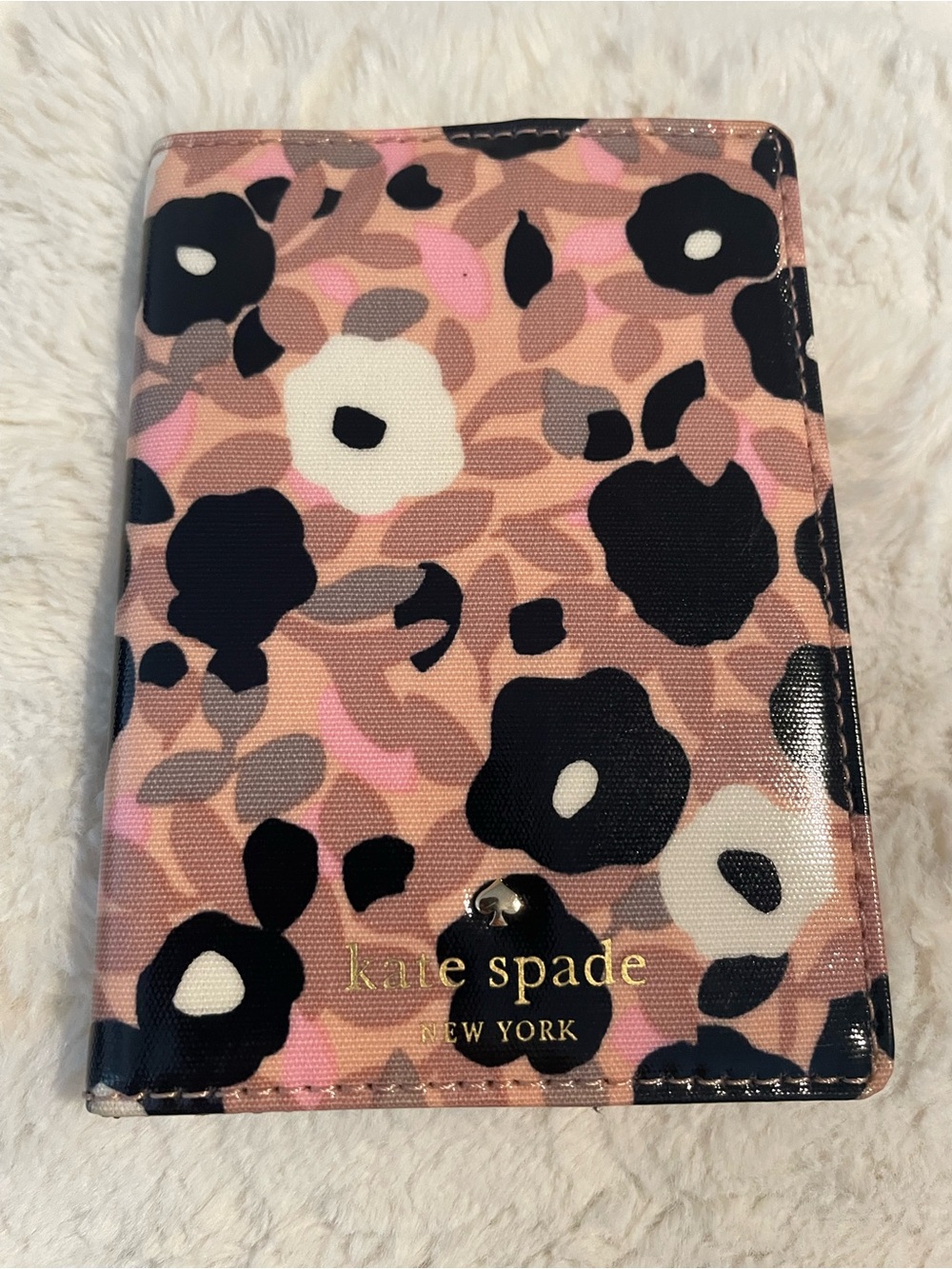 Kate Spade Floral Passport Sleeve in Pink, Black and Cream
